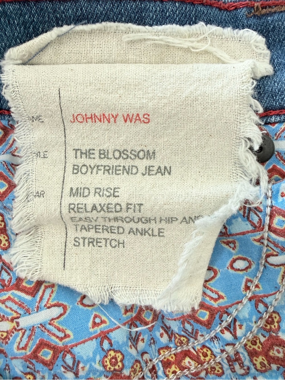 Johnny Was The Blossom Boyfriend Jean Embroidered Low Rise Straight-Leg Size 27 - Picture 12 of 13
